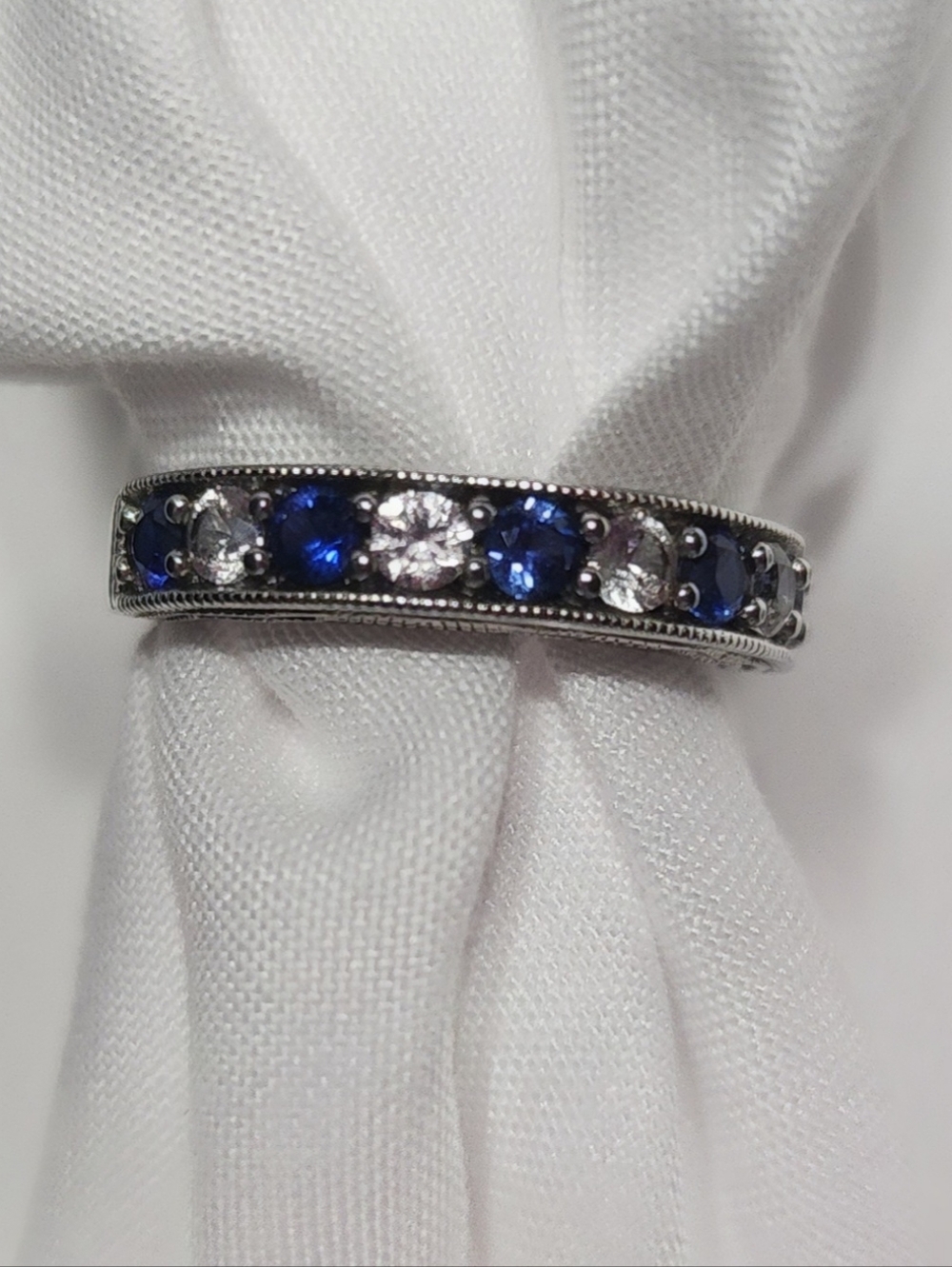 Sterling Silver Blue Stone Stack-Style Ring